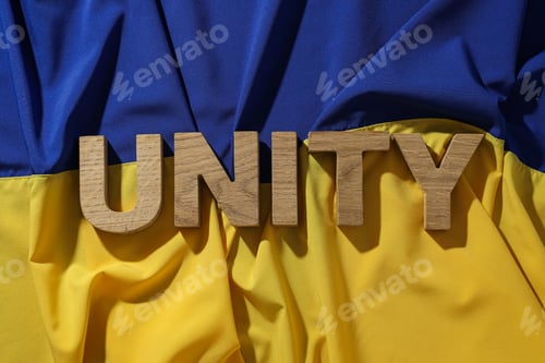 Preview: Flag of Ukraine with the word "unity"