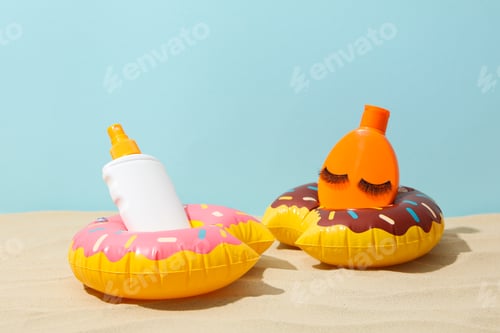 Preview: Concept of summer vacation skin care accessories