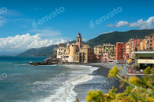 Preview: coast of the Italian fishing town of Camogli, famous resort