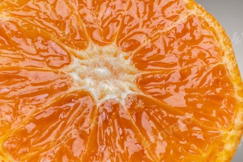 Preview: close up or macro photo of organic orange, healthy food d