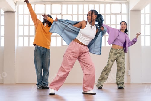 Preview: Young group of multiethnic hip-hop dancers dancing