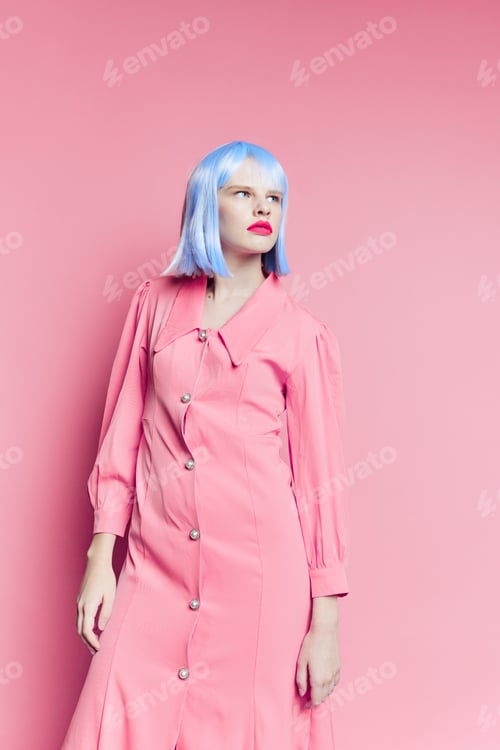 Preview: portrait of a woman bright makeup fashion isolated background