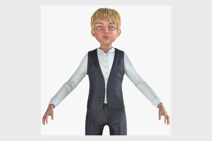 Preview: Cartoon Schoolboy Character with Vest