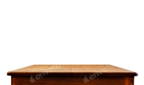 Preview: Empty dark wood table top isolate on white background