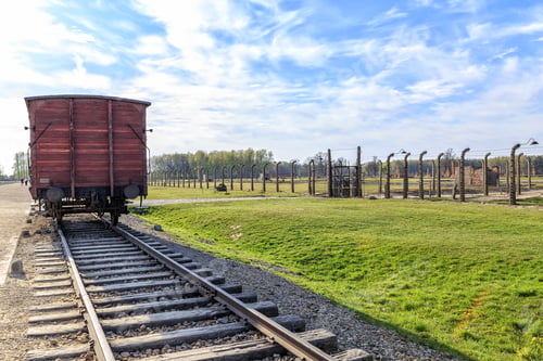 Preview: Train wagon used to transport nazi victims into the Auschwitz concentration camp, Birkenau, Poland.