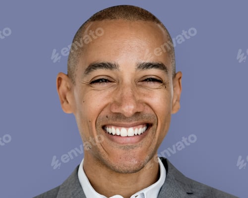 Preview: Smiling businessman face portrait, wearing suit