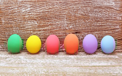 Preview: Colorful Painted Easter Eggs on Wood Background