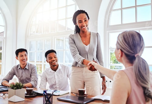Preview: Welcome handshake, teamwork and CEO in business meeting agreement partnership, collaboration and co