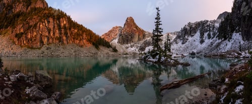 Preview: Glacier Lake in the Canadian Mountain Landscape Background