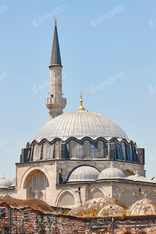 Preview: Rustem Pasa mosque dome and minaret. Istanbul historic center. Turkey