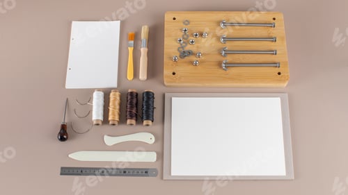 Preview: Scrapbooking kit with threads brushes and cutting tools