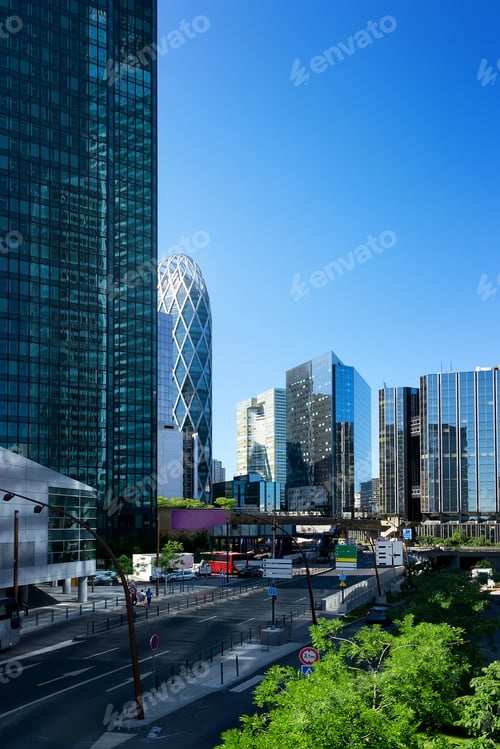 Preview: Modern skyscrapers and road