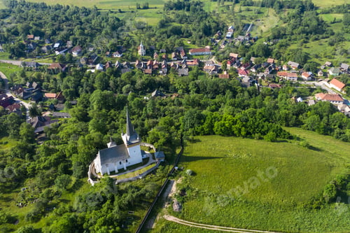 Preview: Aerial view of a reformed church in Transylvania