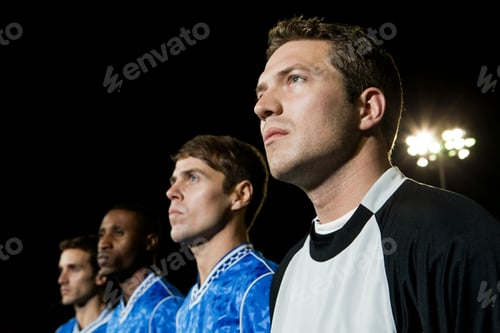 Preview: Determined sports team ready for the match under the stadium lights