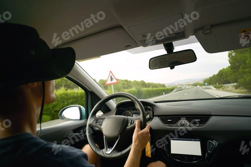 Preview: Car traveling and gps navigation on interurban road