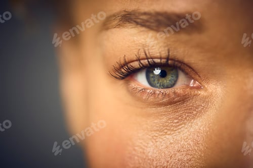 Preview: Macro Studio Shot Of Woman's Eye With Close Up On Eyelashes And Pupil