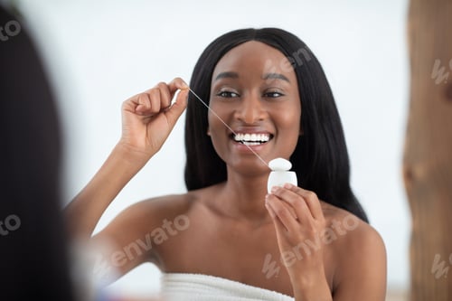 Preview: Morning dental care after shower at home and everyday routine procedure