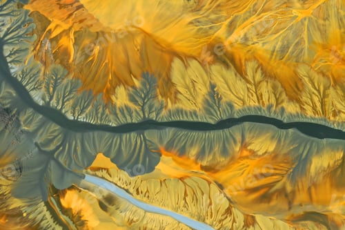 Preview: Aerial view of contaminated cyanide residuals waters from gold mine. Abstract nature pattern