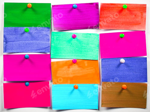 Preview: Colorful Stickers Affixed On A White Sheet
