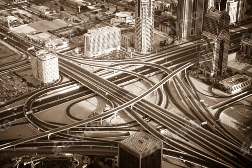 Preview: Dubai downtown morning scene. Top view
