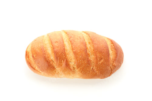Preview: Wheat bread isolated on white background, top view. Bakery products