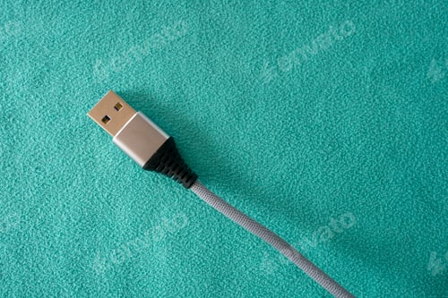Preview: USB cable isolated on green background