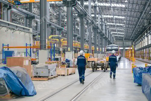 Preview: train engineer working check inspecting railway track at Train station, advance engineering