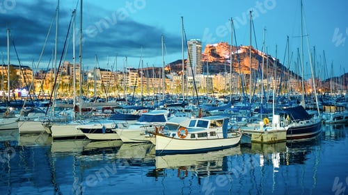 Preview: Night view of boats in Port of Alicante