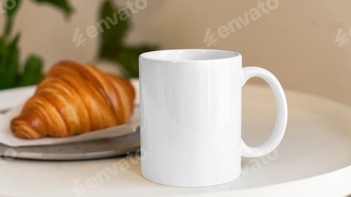 Preview: Clean White Mug Mockup. Isolated Coffee Cup Blank Template, Concept for Design and Branding