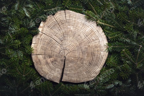 Preview: Christmas or New Year background with a fresh green fir tree branches