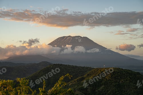 Preview: Mountain valley with dormant volcano on background