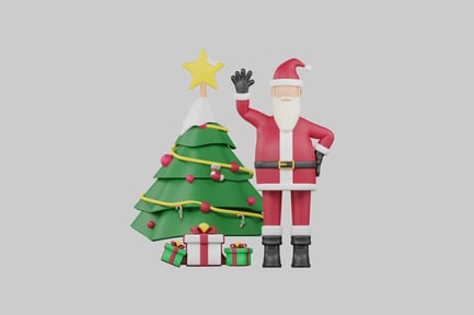 Vista previa: Papá Noel y árbol de navidad