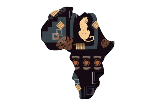 Preview: #7518 Black African map isolated on a transparent background
