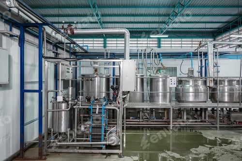 Preview: Beverage processing plant manufacture with stainless boiler tanks, liquid pipeline and control panel