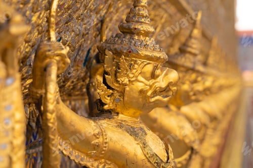 Preview: Golden pagoda at Temple of the Emerald Buddha in Bangkok, Thailand. Wat Phra Kaew and Grand palace