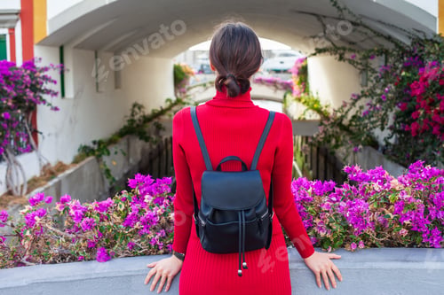 Preview: Traveler woman enjoy picturesque spanish town