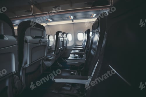 Preview: Airplane interior with rows of seats