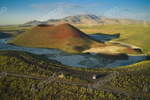 Preview: Volcanic crater in the middle of the green valley in Turkey