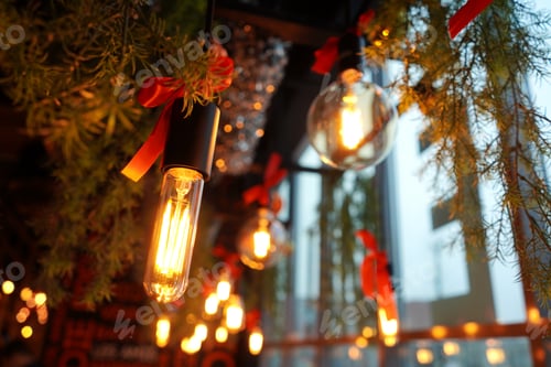 Preview: The long yellow light bulb in cafe.