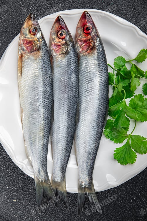 Preview: herring fish fresh seafood tasty eating cooking meal food snack on the table copy space food