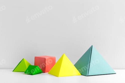 Vista previa: Abstract colorful geometrical background close up soft focus