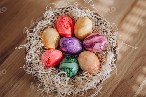 Preview: Colorful Easter Eggs in Basket for Celebration