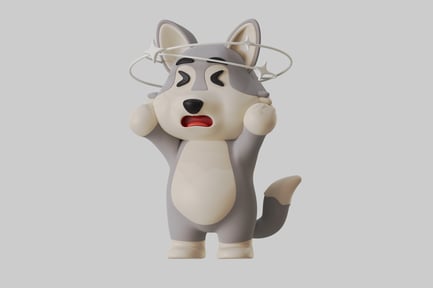 Preview: Dizzy cartoon wolf character