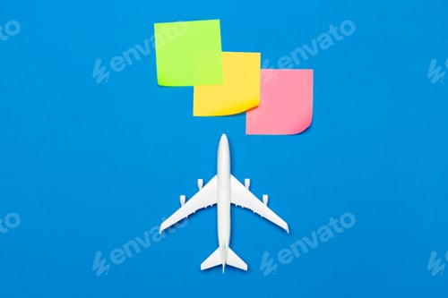 Preview: model of passenger plane on blue background
