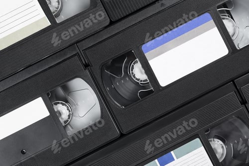 Preview: Heap of black tape video cassettes