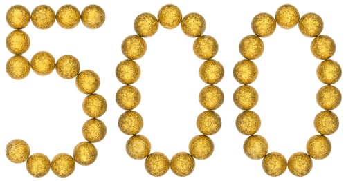 Preview: Numeral 500, five hundred, from decorative balls, isolated on white background