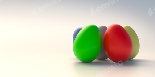 Preview: Easter eggs colorful isolated on white background. 3d illustration