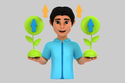 Preview: Man with plants and arrows.