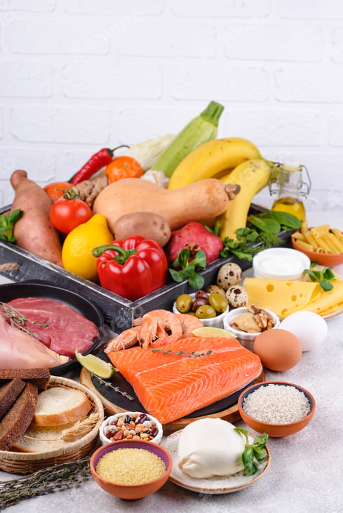 Preview: Mediterranean diet. Healthy balanced food