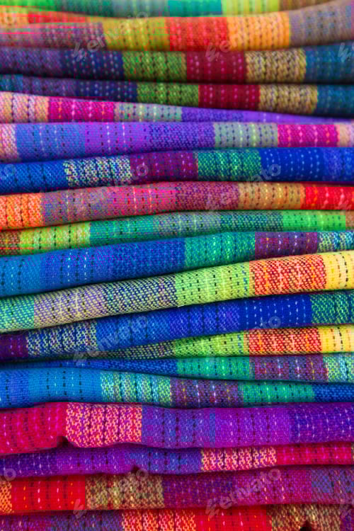 Preview: Background of colored fabrics from Bolivia ethnic market